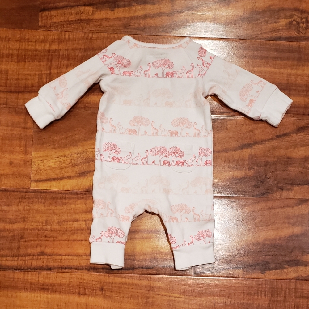 Janie and Jack EUC Newborn pink animal print one piece romper - Picture 5 of 6
